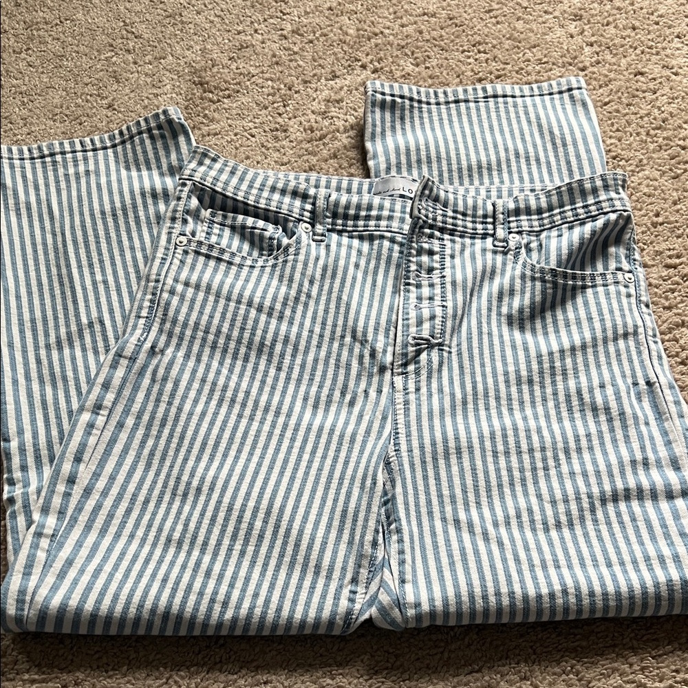 LOFT Blue and White Striped Pants